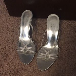 Silver strappy heels